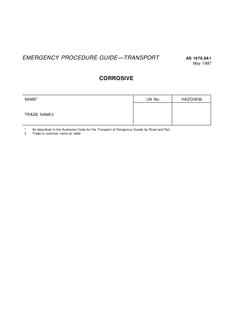 AS 1678.8A1: 01/01/1987 Emergency procedure guide – Transport – Group text EPGs for Class 8 substances – Corrosive substances – Corrosive