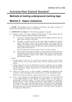 AS/NZS 4275.3: 04/05/1995 Methods of testing underground marking tape, Method 3: Impact resistance AS/NZS 4275.3: 04/05/1995 Methods of testing underground marking tape, Method 3: Impact resistance