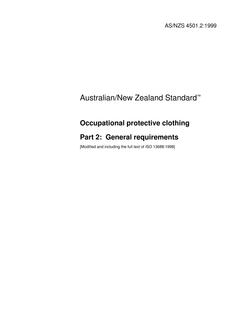 AS/NZS 4501.2: 11/15/1999 Occupational protective clothing, Part 2: General requirements