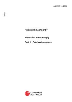 AS 3565.1: 01/01/2004 Meters for water supply, Part 1: Cold water meters