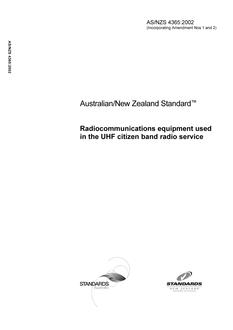 AS/NZS 4365: 10/15/2002 Radiocommunications equipment used in the UHF citizen band radio service