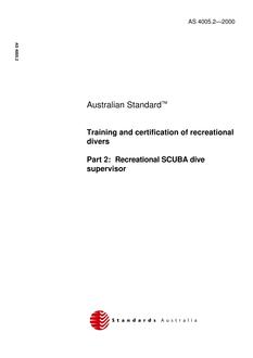 AS 4005.2: 01/01/2000 Training and certification of recreational divers, Part 2: Recreational SCUBA dive supervisor