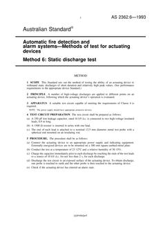 AS 2362.6: 01/01/1993 Automatic fire detection and alarm systems – Methods of test for actuating devices – Static discharge test