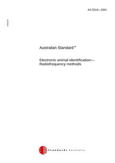 AS 5019: 06/07/2001 Electronic animal identification – Radiofrequency methods