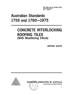 AS 1759: 01/01/1975 Specification for concrete interlocking roofing tiles (with weatheringcheck)