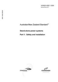 AS/NZS 4509.1: 12/21/2009 Stand-alone power systems, Part 1: Safety and installation