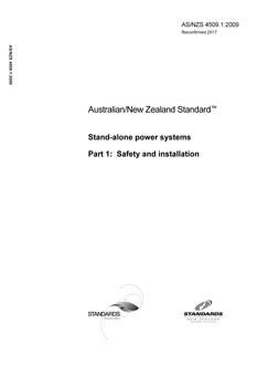 AS/NZS 4509.1: 12/21/2009 Stand-alone power systems, Part 1: Safety and installation