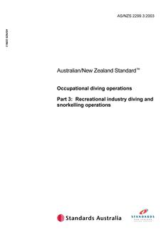 AS/NZS 2299.3: 01/08/2003 Occupational diving operations, Part 3: Recreational industry diving and snorkelling operations
