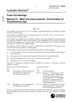 AS 5013.21: 01/01/2004 Food microbiology, Method 21: Meat and meat products – Enumeration of Pseudomonas spp.