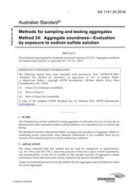 AS 1141.24: 08/02/2018 Methods for sampling and testing aggregates, Method 24: Aggregate soundness – Evaluation by exposure to sodium sulphate solution