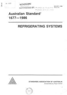 AS 1677: 03/02/1986 Refrigerating systems