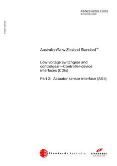 AS/NZS 62026.2: 05/28/2001 Low-voltage switchgear and controlgear – Controller-device interfaces (CDIs), Part 2: Actuator sensor interface