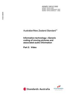 AS/NZS 13818.2: 11/28/2002 Information technology – Generic coding of moving pictures and associated audio information, Part 2: Video