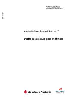 AS/NZS 2280: 06/05/1999 Ductile iron pressure pipes and fittings