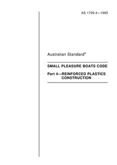AS 1799.4: 12/31/1984 Small pleasure boats code – Reinforced plastics construction