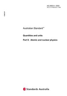 AS 2900.9: 01/01/2002 Quantities and units – Atomic and nuclear physics