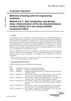 AS 1289.5.2.1: 04/26/2017 Methods of testing soils for engineering purposes, Method 5.2.1: Soil compaction and density tests – Determination of the dry density/moisture content relation of a soil using modified compactive effort