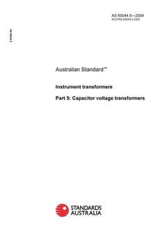 AS 60044.5: 01/30/2004 Instrument transformers, Part 5: Capacitor voltage transformers