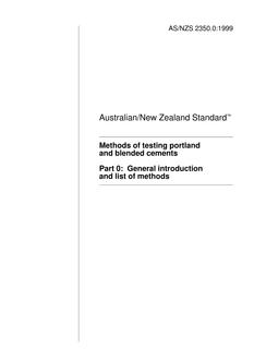 AS/NZS 2350.0: 01/05/1999 Methods of testing portland and blended cements, Part 0: General introduction and list of methods