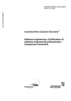 AS/NZS ISO/IEC 24773: 05/24/2013 Software engineering – Certification of software engineering professionals – Comparison framework