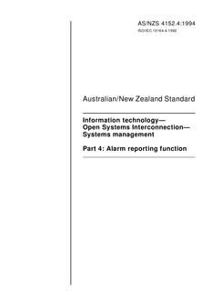 AS/NZS 4152.4: 09/19/1994 Information technology – Open Systems Interconnection – Systems management, Part 4: Alarm reporting function