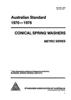 AS 1970: 01/01/1976 Conical spring washers (metric series) AS 1970: 01/01/1976 Conical spring washers (metric series)