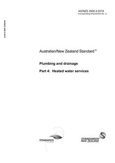 AS/NZS 3500.4: 06/29/2018 Plumbing and drainage, Part 4: Heated water services