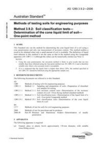 AS 1289.3.9.2: 06/07/2006 Methods of testing soils for engineering purposes, Method 3.9.2: Soil classification tests – Determination of the cone liquid limit of soil – One-point method