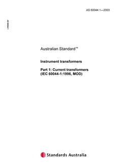 AS 60044.1: 01/01/2003 Instrument transformer – Current transformers