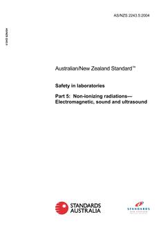 AS/NZS 2243.5: 03/04/2004 Safety in laboratories, Part 5: Non-ionizing radiations – Electromagnetic, sound and ultrasound