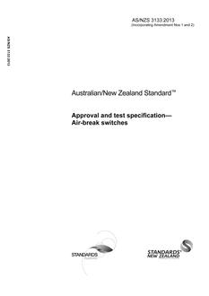 AS/NZS 3133: 08/19/2013 Approval and test specification – Air-break switches