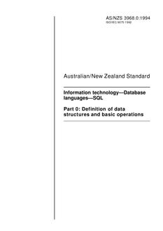 AS/NZS 3968.0: 07/18/1994 Information technology – Database languages – SQL, Part 0: Definition of data structures and basic operations