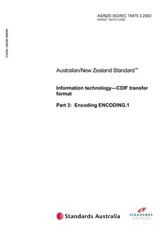 AS/NZS ISO/IEC 15475.3: 06/19/2003 Information technology – CDIF transfer format, Part 3: Encoding ENCODING.1