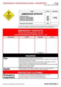 AS 1678.5.1.002: 12/05/1998 Emergency procedure guide – Transport – Ammonium nitrate