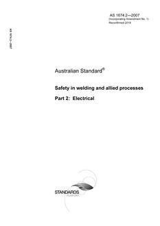 AS 1674.2: 04/16/2007 Safety in welding and allied processes, Part 2: Electrical