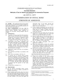 AS 1937.2: 01/01/1977 Methods of test for sealers and adhesives for automotive purposes – Determination of initial bond strength of adhesives