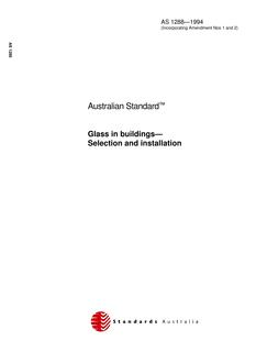 AS 1288: 01/01/1994 Glass in buildings – Selection and installation