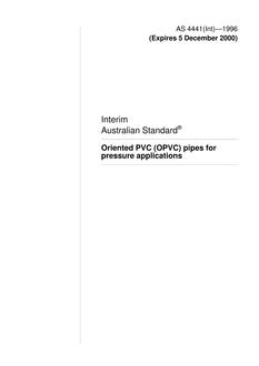 AS 4441(INT): 12/05/1996 Oriented PVC (OPVC) pipes for pressure applications