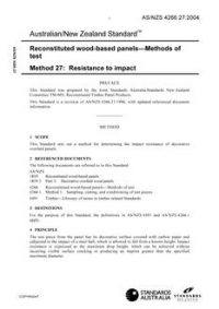AS/NZS 4266.27: 03/26/2004 Reconstituted wood-based panels – Methods of test, Method 27: Resistance to impact