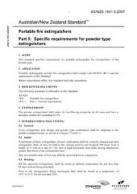 AS/NZS 1841.5: 08/31/2007 Portable fire extinguishers, Part 5: Specific requirements for powder type extinguishers
