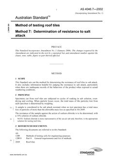 AS 4046.7: 10/30/2002 Method of testing roof tiles, Method 7: Determination of resistance to salt attack