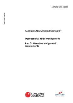 AS/NZS 1269.0: 04/06/2005 Occupational noise management, Part 0: Overview and general requirements