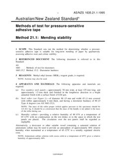 AS/NZS 1635.21.1: 06/05/1995 Methods of test for pressure-sensitive adhesive tape, Method 21.1: Mending stability