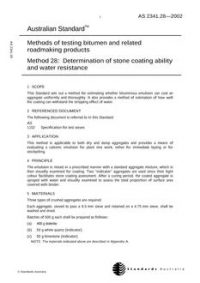 AS 2341.28: 02/01/2002 Methods of testing bitumen and related roadmaking products, Method 28: Determination of stone coating ability and water resistance
