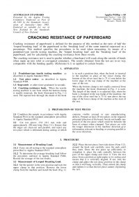 AS 1301.P428RP: 12/31/1982 Methods of test for pulp and paper – Metric units, Part 428RP: Cracking resistance of paperboard