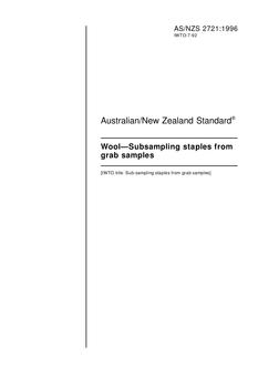 AS/NZS 2721: 03/05/1996 Wool – Subsampling staples from grab samples