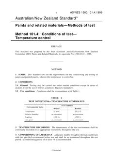 AS/NZS 1580.101.4: 05/05/1999 Paints and related materials – Methods of test, Method 101.4: Conditions of test – Temperature control