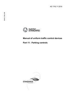 AS 1742.11: 10/24/2016 Manual of uniform traffic control devices, Part 11: Parking controls