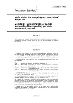 AS 2365.2: 01/18/1993 Methods for the sampling and analysis of indoor air, Method 2: Determination of carbon monoxide – Direct-reading portable instrument method