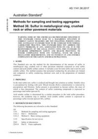 AS 1141.36: 02/27/2017 Methods for sampling and testing aggregates, Method 36: Sulfur in metallurgical slag, crushed rock or other pavement materials